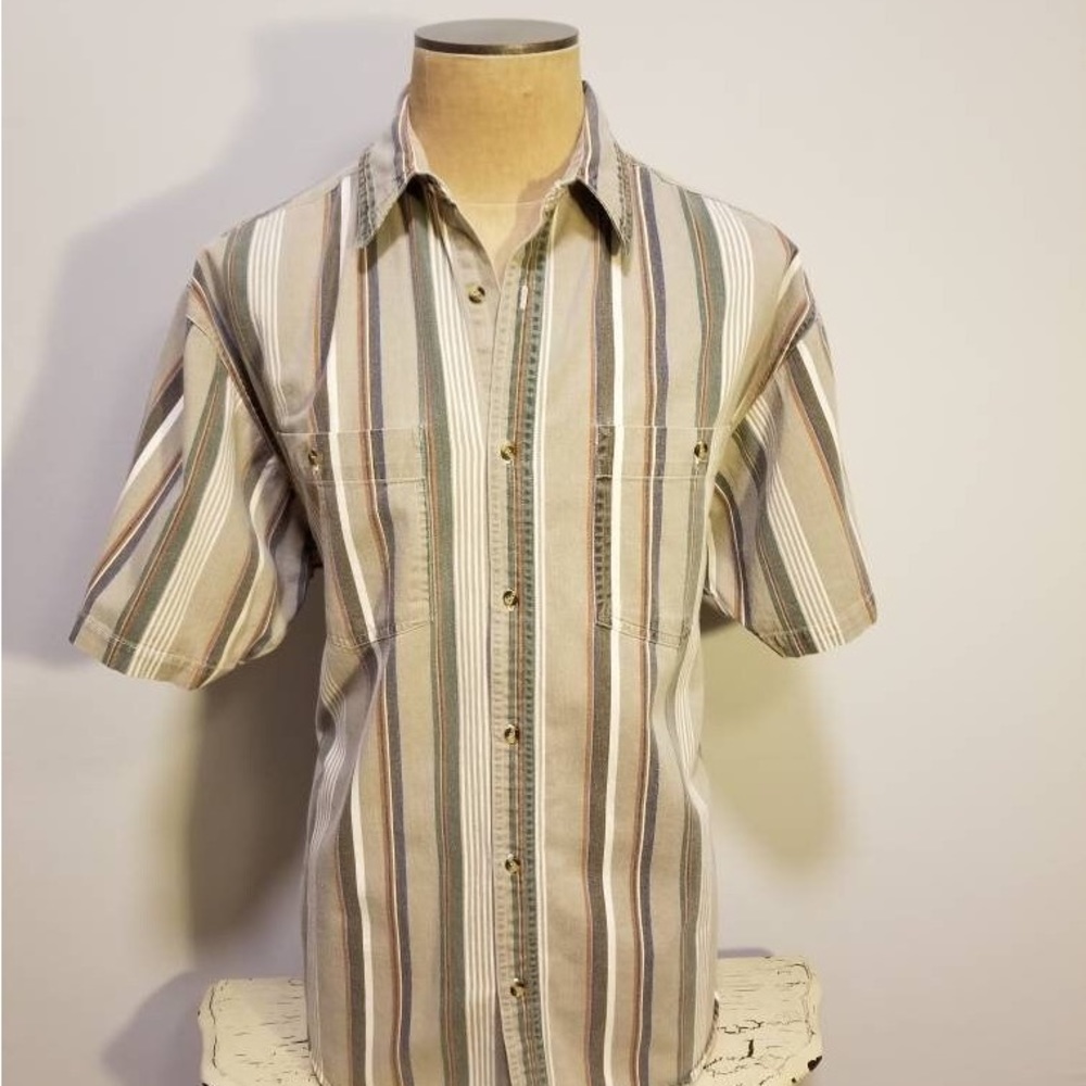 VINTAGE 90'S STRIPED Shirt Men's // Sugatuck Dry Goods Company Size M